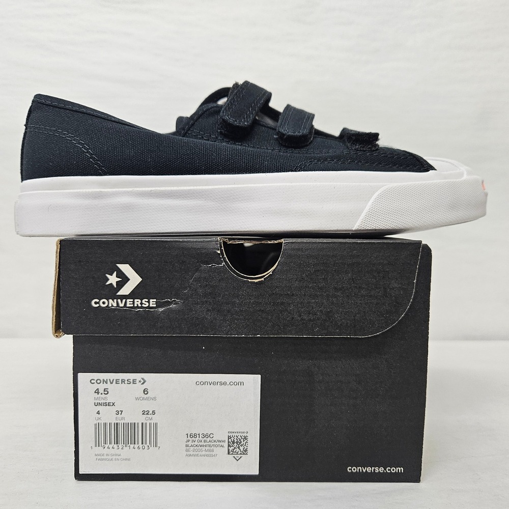Converse Jack Purcell 3V OX Sneakers 168136C Black Total Orange Women's Size 6